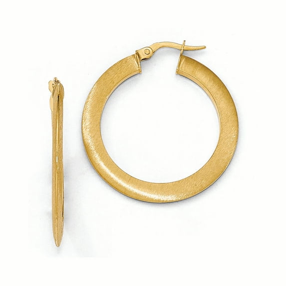 14K Brushed Hinged Hoop Earrings