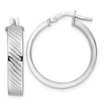 thumbnail image 1 of Leslies Sterling Silver Rhodium-Plated Polished Textured Hoop Earrings, 1 of 1