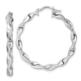 thumbnail image 1 of Leslies Sterling Silver Rhodium-Plated Textured Twisted Hoop Earrings, 1 of 1