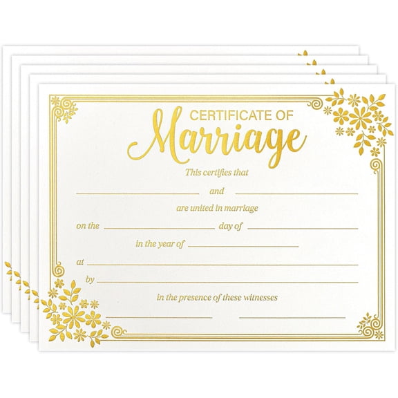 Lesnala 25Pcs Marriage Certificates with Gold Foil Edges Blank Thick Paper for Wedding Ceremony Official Newly Weds Expecting Proposals Supplies 11 X 8.27inch