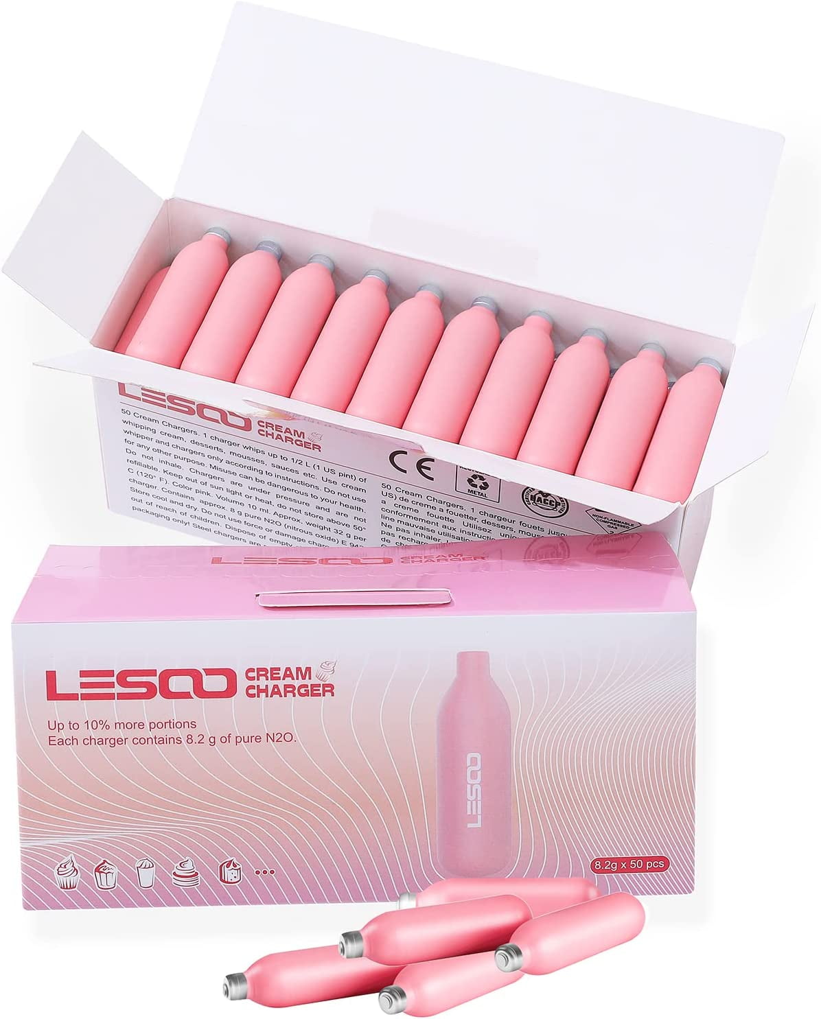 LesooWhip 600Pack Whipped Cream Charger 8.2g Nitrous Oxide Chargers 99