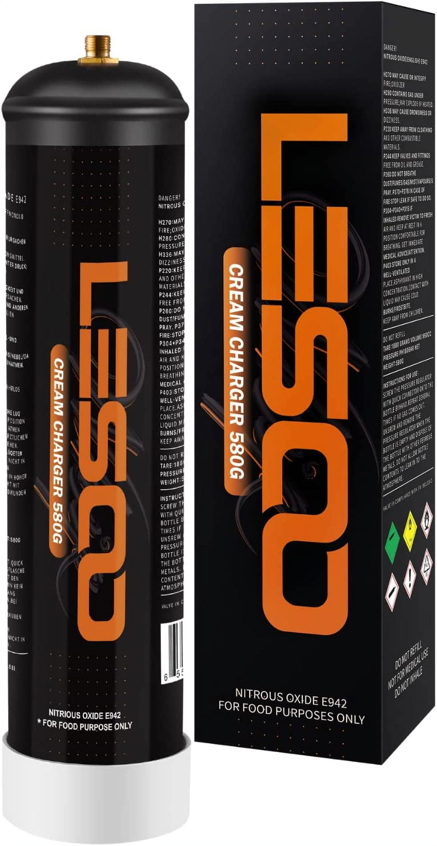 LesooWhip Whipped Cream Charger Pure 0.99L N2O Whip Cream Charger