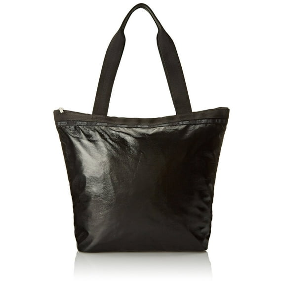 Lesportsac Hailey Tote (Black Crinkle Patent, One Size)