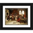 thumbnail image 1 of Lesrel, Adolphe Alexander 14x11 Black Ornate Wood Framed with Double Matting Museum Art Print Titled - Musketeers of The King, 1 of 4