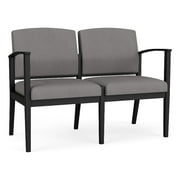 Lesro Amherst Steel Metal 2-Seat Reception Chair in Black/Castillo Gray
