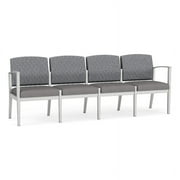 Lesro Amherst Steel Metal 4-Seat Reception Chair in Silver/Adler-Castillo Gray