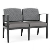 Lesro Amherst Wood 2-Seat Reception Chair in Black/Adler & Castillo Gray