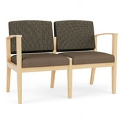 Lesro Amherst Wood 2-Seat Reception Chair in Natural/Adler & Castillo Brown