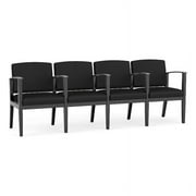 Lesro Amherst Wood Reception 4 Seat Tandem Seating in Black/Castillo Black