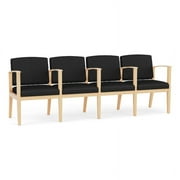 Lesro Amherst Wood Reception 4 Seat Tandem Seating in Natural/Castillo Black