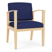 Lesro Amherst Wood Reception Guest Chair in Natural/Open House Cobalt