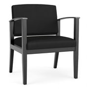 Lesro Amherst Wood Reception Wide Guest Chair in Black/Castillo Black