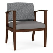Lesro Amherst Wood Reception Wide Guest Chair in Walnut/Adler & Castillo Gray