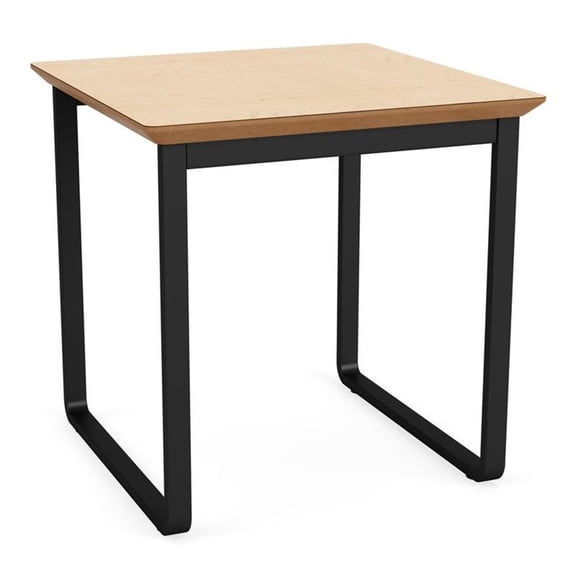 Lesro Gansett Modern Steel Metal Waiting Room Guest End Table in Black and Natural Maple