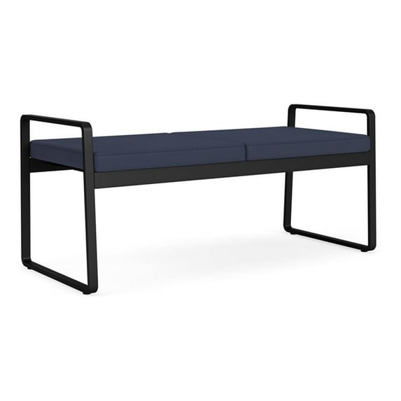 Lesro Gansett Polyurethane 2-Seat Bench Waiting Room Guest in Black/Castillo Batik Blue