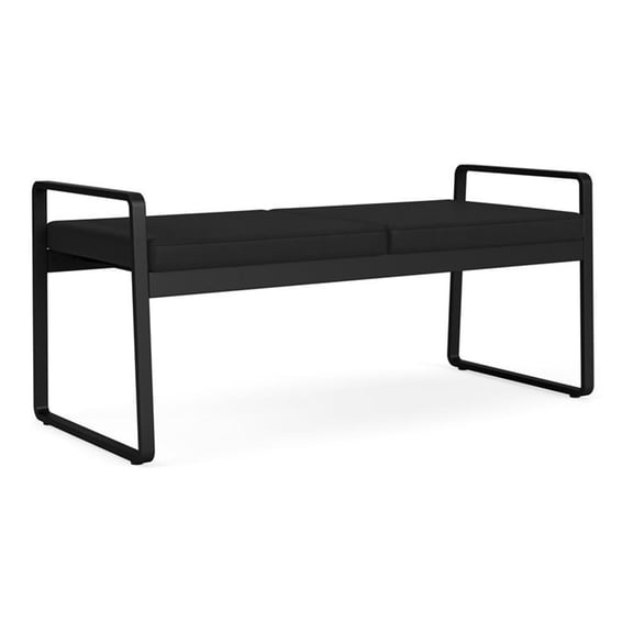 Lesro Gansett Polyurethane 2-Seat Bench Waiting Room Guest in Black/Castillo Black
