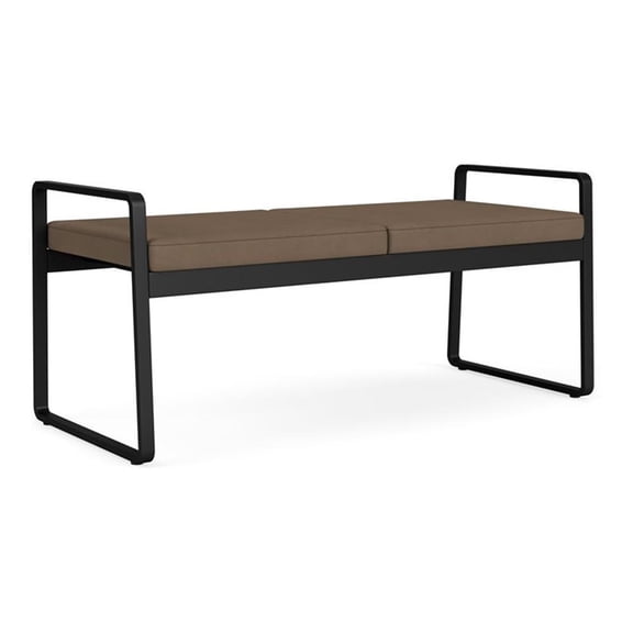 Lesro Gansett Polyurethane 2-Seat Bench Waiting Room Guest in Black/Castillo Quarry Brown