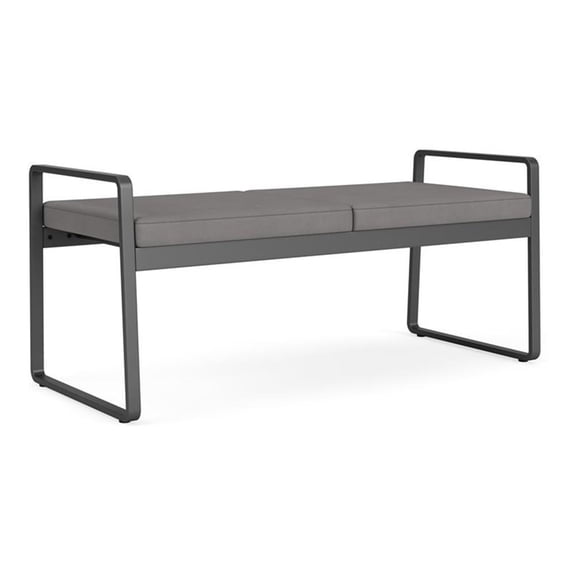 Lesro Gansett Polyurethane 2-Seat Bench Waiting Room Guest in Charcoal/Castillo Metal Gray