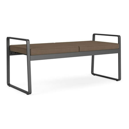 Lesro Gansett Polyurethane 2-Seat Bench Waiting Room Guest in Charcoal/Castillo Quarry Brown