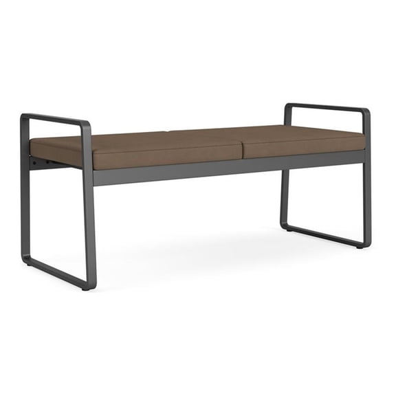 Lesro Gansett Polyurethane 2-Seat Bench Waiting Room Guest in Charcoal/Castillo Quarry Brown