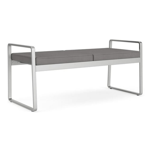 Lesro Gansett Polyurethane 2-Seat Bench Waiting Room Guest in Silver/Castillo Metal Gray