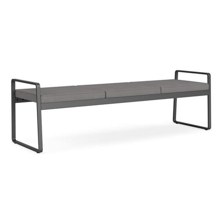Lesro Gansett Polyurethane 3-Seat Bench Waiting Room Guest in Charcoal/Castillo Metal Gray