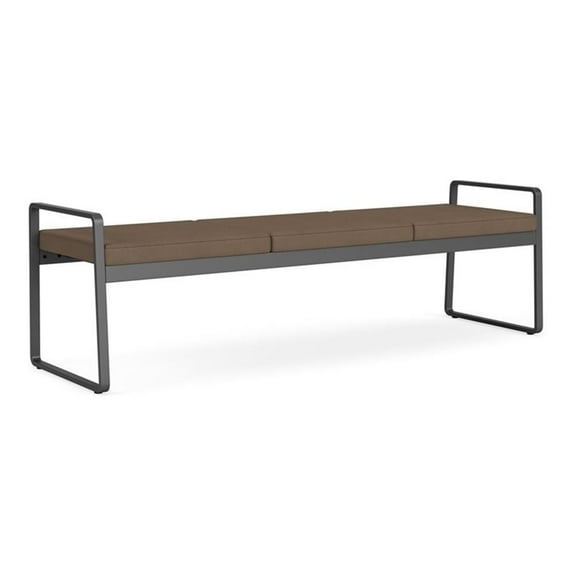 Lesro Gansett Polyurethane 3-Seat Bench Waiting Room Guest in Charcoal/Castillo Quarry Brown