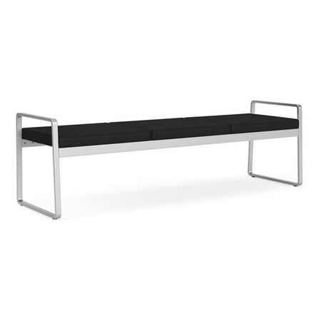 Lesro Gansett Polyurethane 3-Seat Bench Waiting Room Guest in Silver/Castillo Black