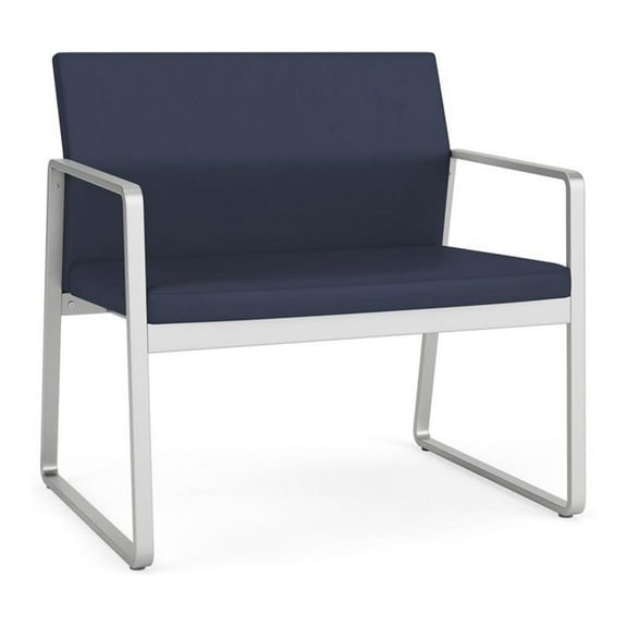 Lesro Gansett Polyurethane Bariatric Chair Waiting Room Guest in Silver/Castillo Batik Blue