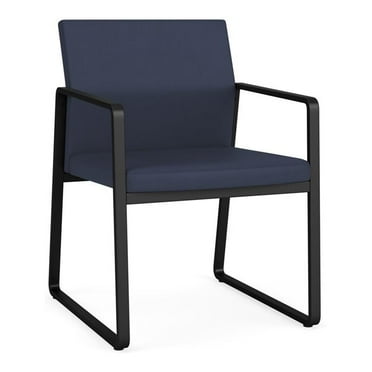 Lesro Gansett Polyurethane Guest Chair Waiting Room Guest in Black/Castillo Batik Blue