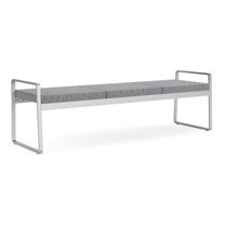 Lesro Gansett Steel and Fabric Waiting Room Guest 3-Seat Bench in Silver/Adler Gray Flannel