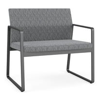 Lesro Gansett Steel and Fabric Waiting Room Guest Bariatric Chair in Charcoal/Adler Gray Flannel