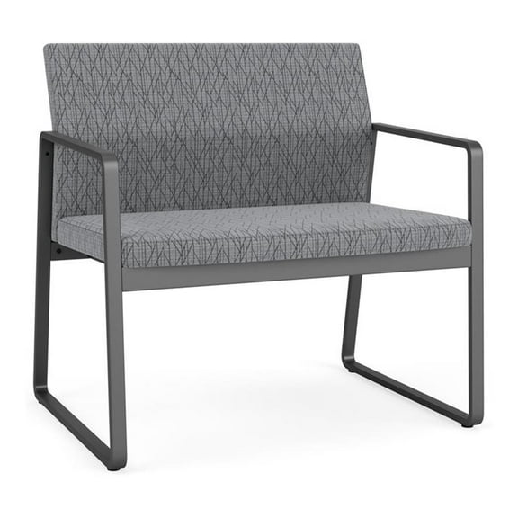 Lesro Gansett Steel and Fabric Waiting Room Guest Bariatric Chair in Charcoal/Adler Gray Flannel