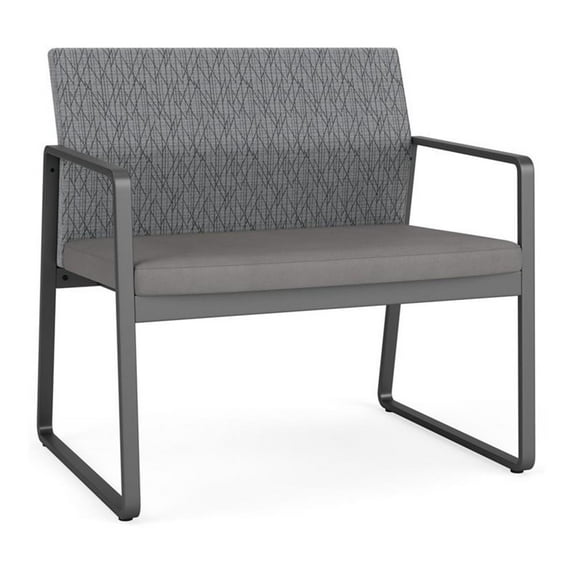 Lesro Gansett Steel and Fabric Waiting Room Guest Bariatric Chair in Charcoal/Gray/Castillo Metal