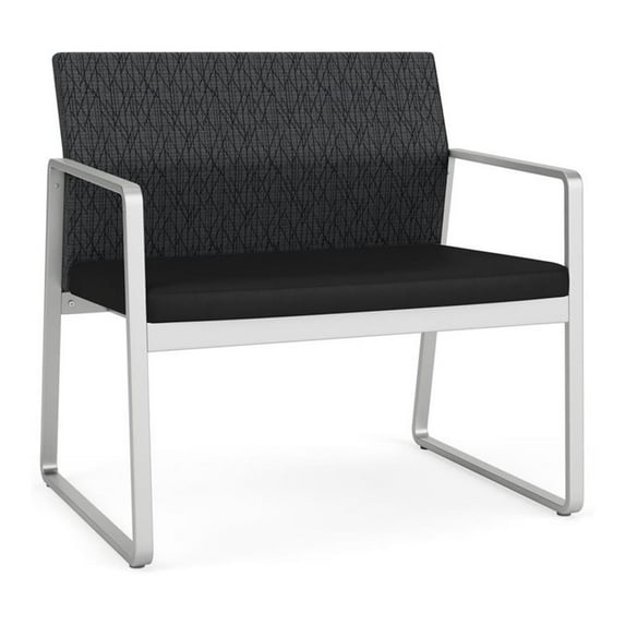 Lesro Gansett Steel and Fabric Waiting Room Guest Bariatric Chair in Silver/Nocturnal/Black