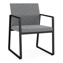 Lesro Gansett Steel and Fabric Waiting Room Guest Chair in Black/Adler Gray Flannel