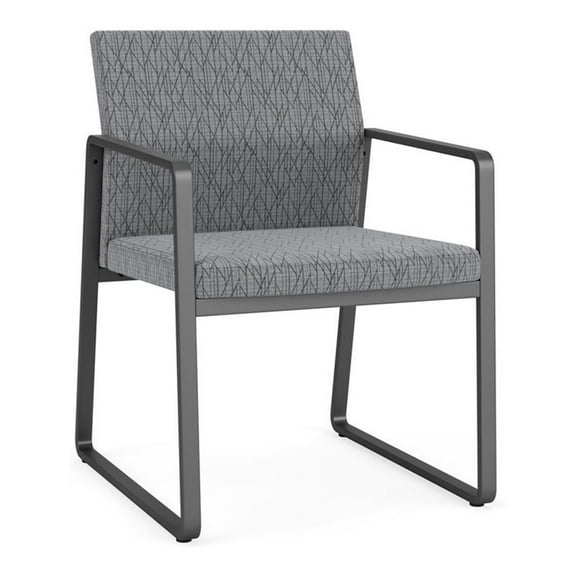 Lesro Gansett Steel and Fabric Waiting Room Guest Chair in Charcoal/Adler Gray Flannel