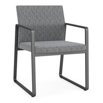 Lesro Gansett Steel and Fabric Waiting Room Guest Chair in Charcoal/Adler Gray Flannel