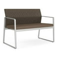 thumbnail image 1 of Lesro Gansett Steel and Fabric Waiting Room Guest Reception Loveseat in Silver/Peppercorn/Brown, 1 of 5