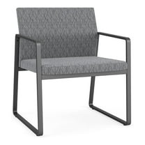 Lesro Gansett Steel and Fabric Waiting Room Oversize Guest Chair in Charcoal/Gray Flannel