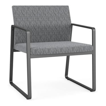 Lesro Gansett Steel and Fabric Waiting Room Oversize Guest Chair in Charcoal/Gray Flannel