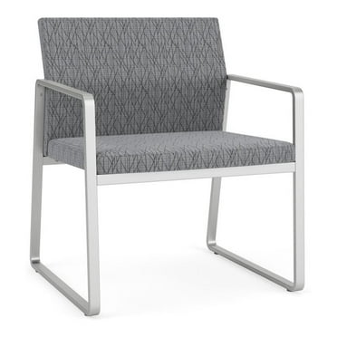 Lesro Gansett Steel and Fabric Waiting Room Oversize Guest Chair in Silver/Adler Gray Flannel
