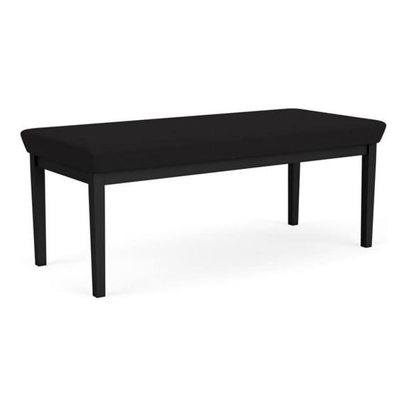 Lesro Lenox Steel Fabric 2-Seat Waiting Room Guest Bench in Black/Open House Black