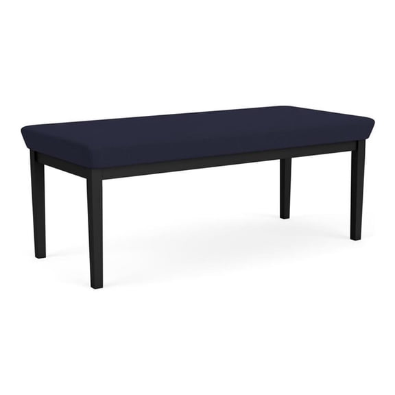 Lesro Lenox Steel Fabric 2-Seat Waiting Room Guest Bench in Black/Open House Navy