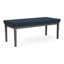 Lesro Lenox Steel Fabric 2-Seat Waiting Room Guest Bench in Charcoal/Adler Midnight Sky Blue