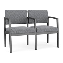 Lesro Lenox Steel Fabric 2-Seat Waiting Room Guest Reception Chair in Charcoal/Adler Gray Flannel