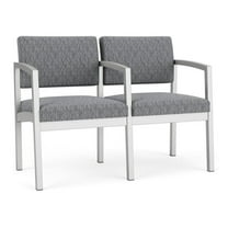 Lesro Lenox Steel Fabric 2-Seat Waiting Room Guest Reception Chair in Silver/Adler Gray Flannel