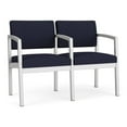 thumbnail image 1 of Lesro Lenox Steel Fabric 2-Seat Waiting Room Guest Reception Chair in Silver/Open House Navy, 1 of 5