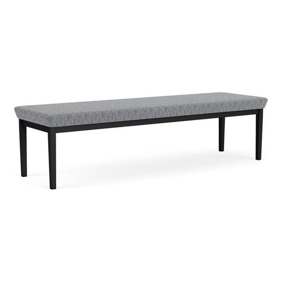 Lesro Lenox Steel Fabric 3-Seat Waiting Room Guest Bench in Black/Adler Gray Flannel
