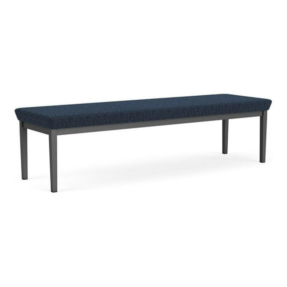Lesro Lenox Steel Fabric 3-Seat Waiting Room Guest Bench in Charcoal/Adler Midnight Sky Blue